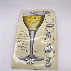 Silver Wine Glass Markers Set‎ Boston Warehouse